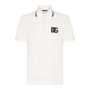 Dolce & Gabbana Cotton Piqué Polo-Shirt With DG Embroidery - White