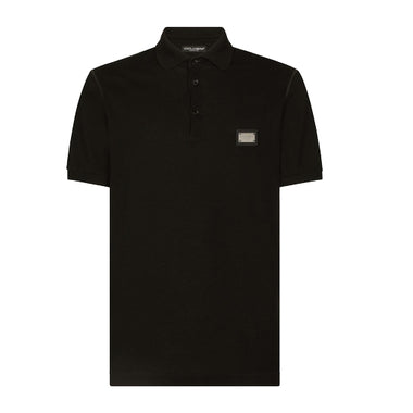 Dolce & Gabbana Cotton Polo-Shirt With Branded Tag - Black