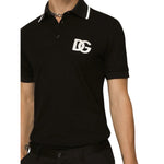 Dolce & Gabbana Cotton Piqué Polo-Shirt With DG Embroidery - Black